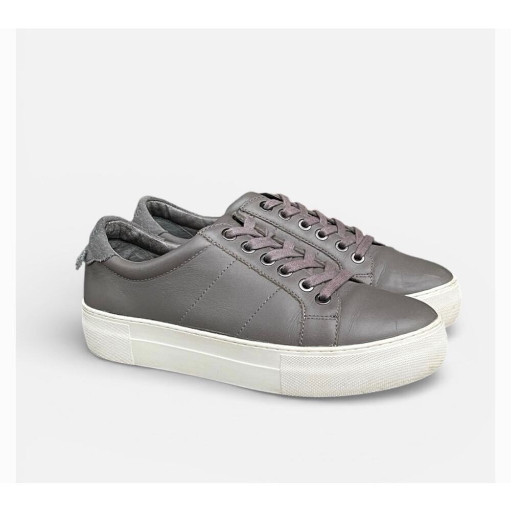 JSlides Women's Gray Leather Platform Sneakers Size 7